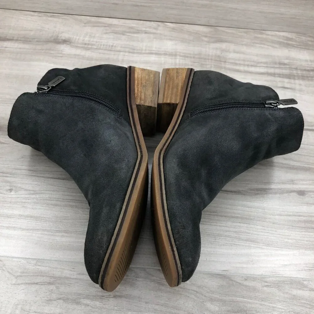 Blondo Ankle Boots Womens 9M Dark Gray Suede Waterproof Double Zip Booties